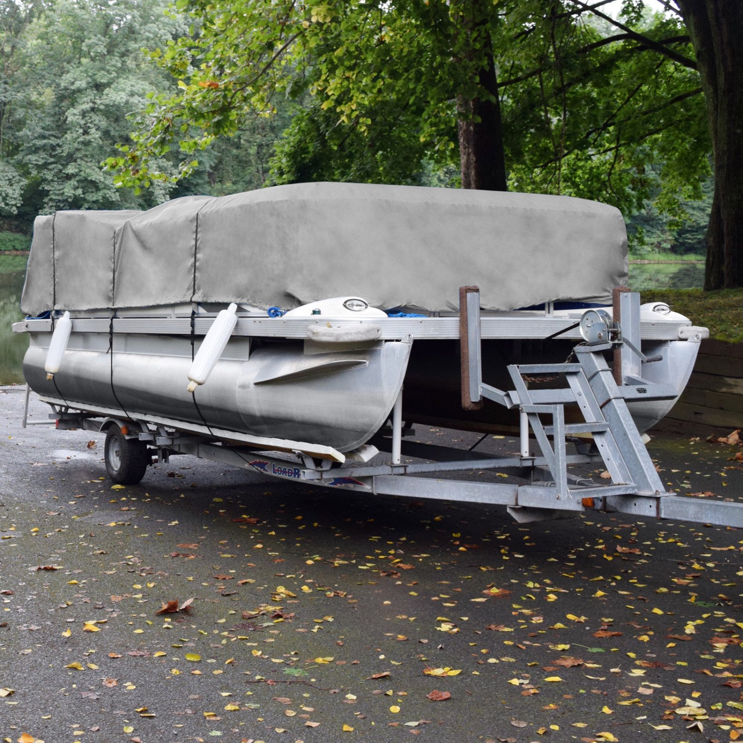 Budge P-300-1 300 Denier Pontoon Cover Gray 17' - 20' Long (Beam Width Up to 110") Lightweight, Waterproof, UV Resistant - Image 6
