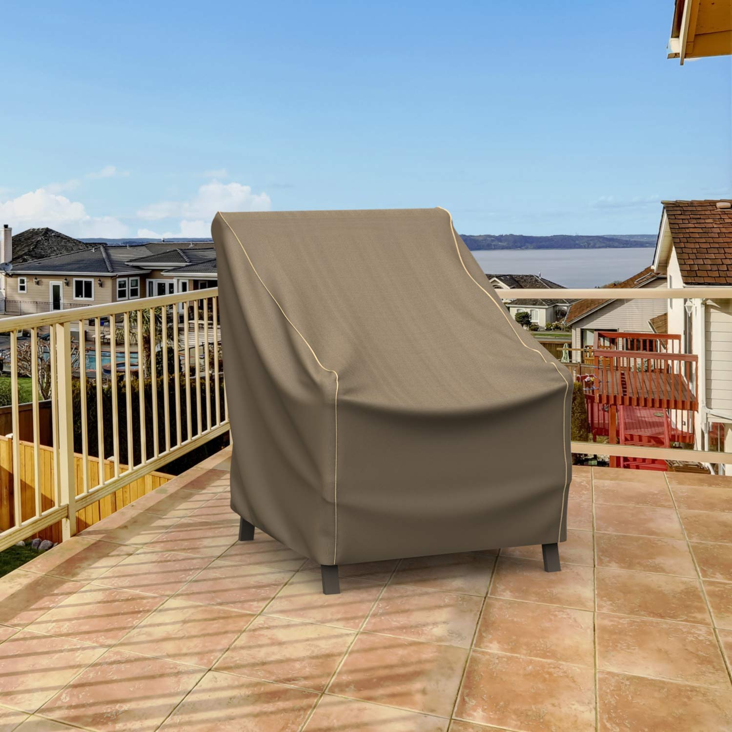 Budge P1A02BTNW3 StormBlock Hillside Patio Chair Cover Premium, Outdoor, Waterproof, Extra Small, Black and Tan Weave - Image 10