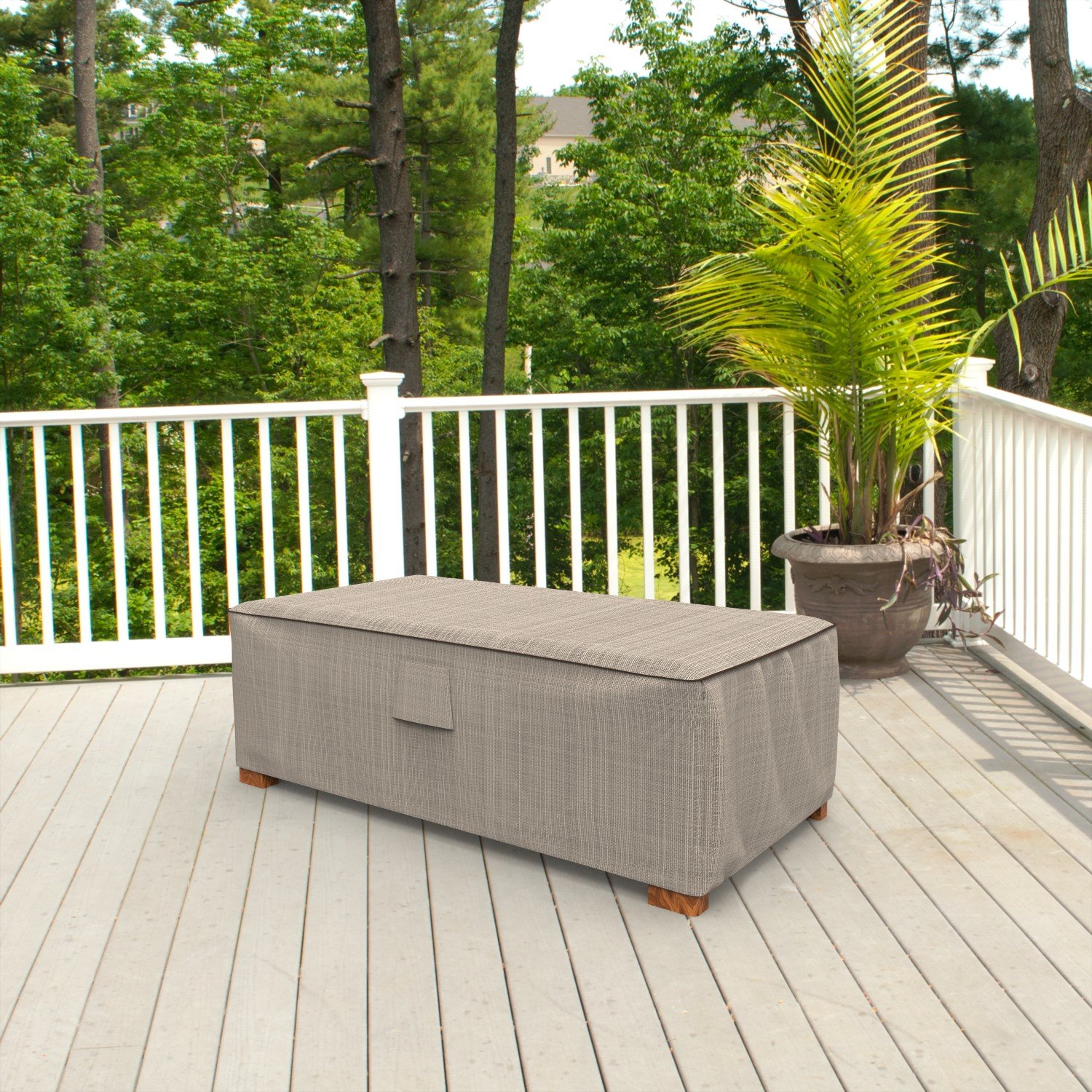 Budge P5A35PM1 English Garden Patio Ottoman / Coffee Table Cover Heavy Duty and Waterproof, Medium, Tan Tweed - Image 7